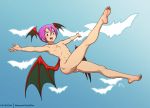  1girl bare_legs barefoot breasts feet full_body legs lilith_aensland nipples noise_tanker nude pussy small_breasts solo uncensored vampire_(game) 