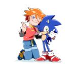  anthro chris_thorndyke clothing duo gloves hedgehog human male mammal smile sonic_(series) sonic_the_hedgehog video_games おみや 