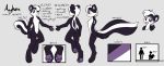  2017 4_toes 5_fingers anthro ayken barefoot biped black_fur black_tail bupzbie_(artist) chibi color_swatch digital_media_(artwork) english_text fur grey_background grey_eyes grey_pawpads hair long_tail looking_at_viewer male mammal mephitid model_sheet multicolored_fur multicolored_tail multiple_angles nude pawpads short_hair simple_background skunk smile solo text toes two_tone_fur two_tone_tail white_fur white_hair white_tail 