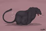  &lt;3 ambiguous_gender ambiguous_prey belly big_belly black_panther blush calinbeast feline feral looking_pleasured mammal masturbation panther panting tongue tongue_out vore 