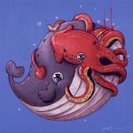  alex_solis blood bubble cephalopod cetacean cute imminent_death mammal marine octopus smile underwater water whale 