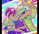  cellphone copyright_name crop_top green_hair headphones highres inkling jacket male_focus midriff multiple_boys octoling phone pillarboxed pink_eyes pink_hair pointy_ears self_shot smartphone smile splatoon_(series) splatoon_2 splatoon_2:_octo_expansion squidbeak_splatoon taking_picture tentacle_hair visor_cap yojigazou 