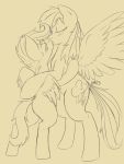  2013 blush cub cutie_mark duo equine eyes_closed feathered_wings feathers female feral friendship_is_magic hair hi_res hobbsmeerkat kissing mammal monochrome my_little_pony pegasus rainbow_dash_(mlp) scootaloo_(mlp) standing wings young 