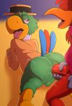  anal anal_penetration anthro avian balls bird butt chicken clothing disney eyes_closed grabbing_penis half-closed_eyes hat headwear jerseydevil jos&eacute;_carioca looking_back looking_pleasured male male/male panchito_pistoles parrot penetration penis the_three_caballeros 