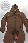  2018 5_fingers anthro balls bear black_hair body_hair bruteandbrawn chest_hair erection hair humanoid_penis male mammal musclegut muscular muscular_male navel nipples nude overweight overweight_male pecs penis solo standing stomach_hair 