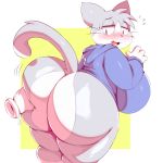  absurd_res anthro big_breasts big_butt blush breasts butt butt_grab cat clothing disembodied_hand feline female fur grey_fur hand_on_butt hi_res hoodie huge_breasts huge_butt mammal short_stack thick_thighs trinity-fate62 wide_hips 