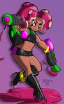  2018 agent_eight animal_humanoid boots cephalopod cephalopod_humanoid clothed clothing female footwear gun hair high_heeled_boots high_heels humanoid ink marine nintendo octoling orange_eyes pink_hair ranged_weapon shoes solo splatoon suction_cup tentacle_hair tentacles theburningdonut video_games weapon 