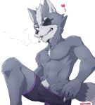  &lt;3 bulge canine cigarette clothing eye_patch eyewear kemo_nuko male mammal muscular nintendo smile smirk smoking star_fox underwear video_games wolf wolf_o&#039;donnell 