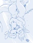  2018 adrian_gray anthro canine duo embrace eyes_closed female hildegard kangaroo kissing mammal marsupial monochrome nude rick_griffin signature sketch underwater upside_down water wolf 