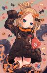  :o abigail_williams_(fate/grand_order) american_flag american_flag_print ana_(rznuscrf) animal_print arm_up bangs black_bow black_jacket blonde_hair blue_eyes blush bow commentary_request fate/grand_order fate_(series) flag_print hair_bow hair_bun head_tilt heroic_spirit_traveling_outfit jacket long_hair long_sleeves looking_at_viewer object_hug orange_bow parted_bangs parted_lips polka_dot polka_dot_bow sleeves_past_fingers sleeves_past_wrists solo stuffed_animal stuffed_toy suction_cups teddy_bear tentacles tiger_print 