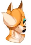  ambiguous_gender anthro black_lipstick blue_eyes canine eyelashes eyeliner eyeshadow fox fur hair headshot lips lipstick looking_at_viewer makeup mammal mascara orange_fur orange_hair quote_(quotefox) quotefox simple_background solo white_background white_fur 