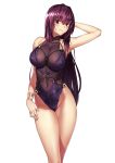  cleavage fate/grand_order kai_(pixiv12466647) scathach_(fate/grand_order) see_through swimsuits 