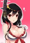  :o artist_name bare_shoulders bikini_top black_hair blush breasts cleavage gradient gradient_background hair_between_eyes hair_ornament highres kantai_collection large_breasts looking_at_viewer momiji_(103) pink_background red_eyes short_hair solo upper_body yamashiro_(kantai_collection) 