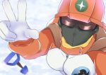  akitsu_tombo breasts face_mask facing_viewer from_above gloves goggles hardhat helmet long_sleeves mask miyake_hinata ninja_mask outdoors shovel snow solo sora_yori_mo_tooi_basho standing upper_body white_gloves winter_clothes 