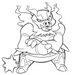  2011 2_toes 3_fingers ambiguous_gender angry annoyed anthro arm_tuft biped black_and_white claws curlypie digital_drawing_(artwork) digital_media_(artwork) emboar eyebrows featureless_crotch fire flaming_eyebrows flaming_mane front_view frown full-length_portrait fur gloves_(marking) holding_arm line_art looking_at_viewer mammal markings monochrome nintendo nude open_mouth overweight overweight_ambiguous pig_nose pok&eacute;mon pok&eacute;mon_(species) porcine portrait raised_eyebrow simple_background socks_(marking) solo standing striped_fur stripes tail_tuft thick_bottom_lip thick_eyebrows toe_claws toes toony tuft tusks video_games white_background 