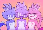  anthro areola biffalo blaze_the_cat breasts cat eyelashes fangs feline female hairband jewelry looking_at_viewer mammal nude one_eye_closed peace_sign_(disambiguation) signature smile sonic_(series) wink 