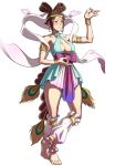  alternate_costume blush breasts brown_eyes brown_hair cleavage earrings fatal_fury full_body jewelry large_breasts official_art ogura_eisuke shiranui_mai snk snk_heroines:_tag_team_frenzy solo the_king_of_fighters 