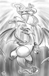  2014 3_fingers 3_toes ambiguous_gender amphibian anthro attack biped charizard claws curlypie digital_drawing_(artwork) digital_media_(artwork) dragon duo featureless_crotch fight fire fist flaming_tail flying frown greninja greyscale half-closed_eyes holding_object holding_weapon horn jumping long_neck long_tail long_tongue looking_at_another looking_down looking_up membranous_wings monochrome motion_blur motion_lines nintendo nude open_frown open_mouth pok&eacute;mon pok&eacute;mon_(species) raised_arm raised_leg ranged_weapon scalie shadow sharp_teeth shuriken sneak_attack snout spikes spinning spread_wings suspended_in_midair teeth toe_claws toes tongue toony video_games weapon webbed_feet webbed_hands western_dragon wings 