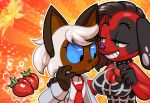  animal_crossing anthro big_breasts breasts canine cat cherry cherry_(animal_crossing) choker cleavage clothed clothing conditional_dnp dog drooling feline female food fruit male mammal necktie nintendo ogling percy_(teckworks) saliva smile strawberry teckworks video_games 