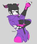  biker_clothes bikesuit breasts drill_hair eyepatch han_juri impossible_clothes large_breasts looking_at_viewer street_fighter street_fighter_v tombsakura twin_drills 