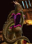  anthro argonian breasts butt candle clothing corset detailed_background female hi_res inside lingerie lokidragon87 scalie solo standing the_elder_scrolls video_games 