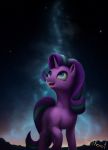  2018 aurora_borealis cutie_mark equine female feral friendship_is_magic hair horn mammal multicolored_hair my_little_pony night outside sky sleeping smile solo star starlight_glimmer_(mlp) the1xeno1 unicorn 