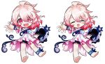  barefoot chibi dress elsword laby_(elsword) mirror pink_eyes pink_hair short_hair tagme_(artist) transparent wristwear 