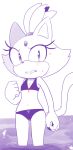  2018 5_fingers angry anthro blaze_the_cat blush breasts camel_toe cat cleavage clothed clothing digital_media_(artwork) feline female fist hearlesssoul hi_res looking_at_viewer mammal monochrome navel small_breasts sonic_(series) standing sweat swimsuit 