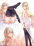  ass breast_grab breast_hold fate/grand_order jeanne_d&#039;arc jeanne_d&#039;arc_(fate) naked no_bra nopan panty_pull see_through thighhighs topless yuemanhuaikong 