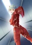  :p aqua_eyes aqua_hair bodysuit cosplay darling_in_the_franxx from_behind horns kantai_collection long_hair looking_back oni_horns pilot_suit red_bodysuit red_horns solo suzuya_(kantai_collection) tongue tongue_out yamakou_(yamakou_e2) zero_two_(darling_in_the_franxx) zero_two_(darling_in_the_franxx)_(cosplay) 