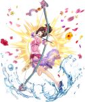  :o aiming arrow artist_request ass bikini bow_(weapon) breasts brown_hair flower full_body hair_flower hair_ornament hibiscus highres holding holding_arrow holding_bow_(weapon) holding_weapon medium_breasts official_art oshiro_project oshiro_project_re pink_shirt ponytail red_bikini sandals shirt solo sunflower swimsuit tied_shirt transparent_background v-shaped_eyebrows water_drop weapon wet wet_clothes wet_shirt yanaginogosho_(oshiro_project) 