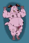  2018 animal_genitalia animal_penis beagle canine canine_penis cartoon_network courage courage_the_cowardly_dog darkened_genitals dog erection flexing fur hairy_balls knot male male_focus mammal moobs muscular overweight overweight_male pandaaman519 pecs penis pink_fur pose simple_background slightly_chubby solo thick_thighs 
