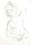  2018 5_fingers anthro azkre black_and_white canine clothed clothing fur hair looking_at_viewer lying male mammal monochrome nipples partially_clothed short_hair sketch smile solo suggestive topless traditional_media_(artwork) wolf 