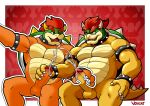  2018 anthro balls bowser bracelet collar cum cumshot duo ejaculation erection glans hair horn humanoid_penis jewelry koopa male male/male mario_bros masturbation muscular muscular_male mutual_masturbation nintendo nude open_mouth orgasm penetration penis red_hair scalie selfcest spiked_armband spiked_bracelet spiked_collar spiked_shell spikes square_crossover video_games voviat 