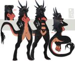  anthro black_scales braided_hair breasts claws clothing dragon female hair hindpaw invalid_color looking_at_viewer looking_back model_sheet multiple_images navel neck_tuft nipples nude panties paws pussy red_eyes scales smooshkin solo toe_claws tuft underwear 