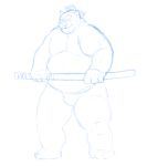  2018 anthro bear belly clothing kamui_shirow male mammal melee_weapon moobs overweight overweight_male solo sword underwear weapon 