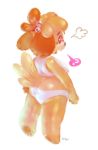  2018 ? animal_crossing anthro blush buckteeth canine clothing crop_top dog female from_behind_(disambiguation) fur isabelle_(animal_crossing) mammal nintendo open_mouth panken panties pawpads shih_tzu shirt teeth underwear video_games white_panties yellow_fur 