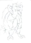  2018 3_toes anthro anthrofied avian beak biped bird blaziken butt butt_shot claws close-up crotch_tuft feather_tuft feathers fluffy front_view frown full-length_portrait greyscale hair half-closed_eyes hands_behind_head head_tuft hi_res hopelesshighschool horn jagged_mouth long_hair male monochrome multiple_poses muscular muscular_male neck_tuft nintendo nude pencil_(artwork) pigtails pok&eacute;mon pok&eacute;mon_(species) pok&eacute;morph portrait pose raised_arm simple_background solo standing tail_feathers talons toe_claws toes toothed_beak traditional_media_(artwork) tuft video_games white_background 