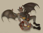  2018 abs anthro balls belfryluna_(artist) canine claws dragon fox horn invalid_tag male mammal markings muscular muscular_male orange_eyes penis precum solo toe_claws wings wolf 