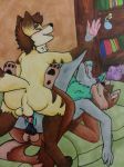  2018 anthro anthro_on_anthro anus austin_the_red_fox balls brennan_(huskyote) butt canine clitoral_hood coyote detailed_background dog double_penetration double_vaginal female fox group group_sex herm husky hybrid intersex knot living_room male male/female maleherm mammal nude penetration penis prehensile_clitoral_hood pussy red_fox sergal sex shine_miraga threesome toffeethatdeer vaginal vaginal_penetration 