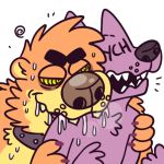  2018 alpha_channel anthro badbeawzone bear beaw bite black_collar black_nose brown_fur canine claws collar digital_drawing_(artwork) digital_media_(artwork) drooling duo fur male mammal multicolored_fur open_mouth purple_fur saliva simple_background teeth transparent_background two_tone_fur wolf ych 