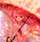  cherry_blossom_cookie cherry_blossoms cookie_run highres long_hair parasol pink_hair pink_umbrella red_eyes sy031219 twitter_username umbrella upper_body 