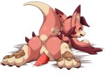  1boy anus ass brown_eyes dragon enryo fang furry granblue_fantasy invitation looking_back lying male_focus open_mouth pawpads penis pointy_ears precum solo tail tongue uncensored vee_(granblue_fantasy) 