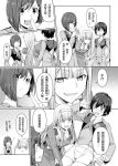  1boy 2girls bangs breasts chicke_iii comic couple darling_in_the_franxx doujinshi greyscale hair_ornament hairband hetero hiro_(darling_in_the_franxx) horns ichigo_(darling_in_the_franxx) long_hair long_sleeves medium_breasts military military_uniform monochrome multiple_girls necktie oni_horns short_hair small_breasts speech_bubble translation_request uniform zero_two_(darling_in_the_franxx) 