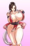  1girl breasts fatal_fury huge_breasts image_sample pixiv_sample ponytail shiranui_mai solo wrato 