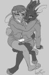  anthro clothing cuddling erection girly greyscale hair hoodie humanoid_penis jackalope jak_(lazybasik) lagomorph male male/male mammal mocha_rabbit monochrome othinus penis penis_through_fly poking_out rabbit uzuruuxiii 