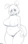  afrobull anthro areola big_breasts blush breasts carrot_(one_piece) clothed clothing exposed_breasts female inverted_nipples lagomorph mammal minkmen minkmen_(one_piece) nipples rabbit slightly_chubby smile solo thick_thighs 
