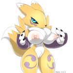  big_breasts breasts canine digimon female mammal nipples nude pussy renamon simple_background solo xylas 