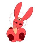  2018 anthro areola averyshadydolphin big_breasts big_ears big_penis breasts bunny_(averyshadydolphin) clothed clothing crown digital_media_(artwork) disembodied_penis female fur humanoid_penis lagomorph male mammal nipples penis pink_fur queen rabbit red_eyes red_nipples red_sclera royalty sex simple_background solo_focus titfuck topless vein veiny_penis white_background 