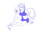  absurd_res amber_(predation) armband breasts canine cleavage clothed clothing female fully_clothed hi_res mammal music_player phone sephra sketch solo sportswear wolf 